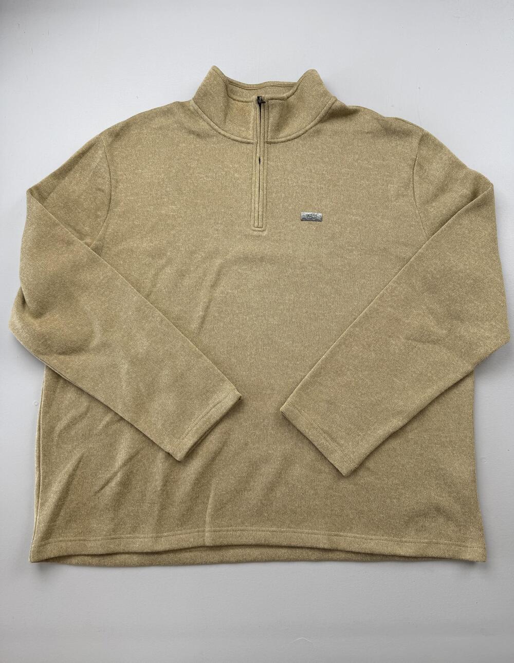 Ocean + Coast Sweater Mens Big 2X Beige 1/4 Zip Mock Neck Fleece Pullover Casual